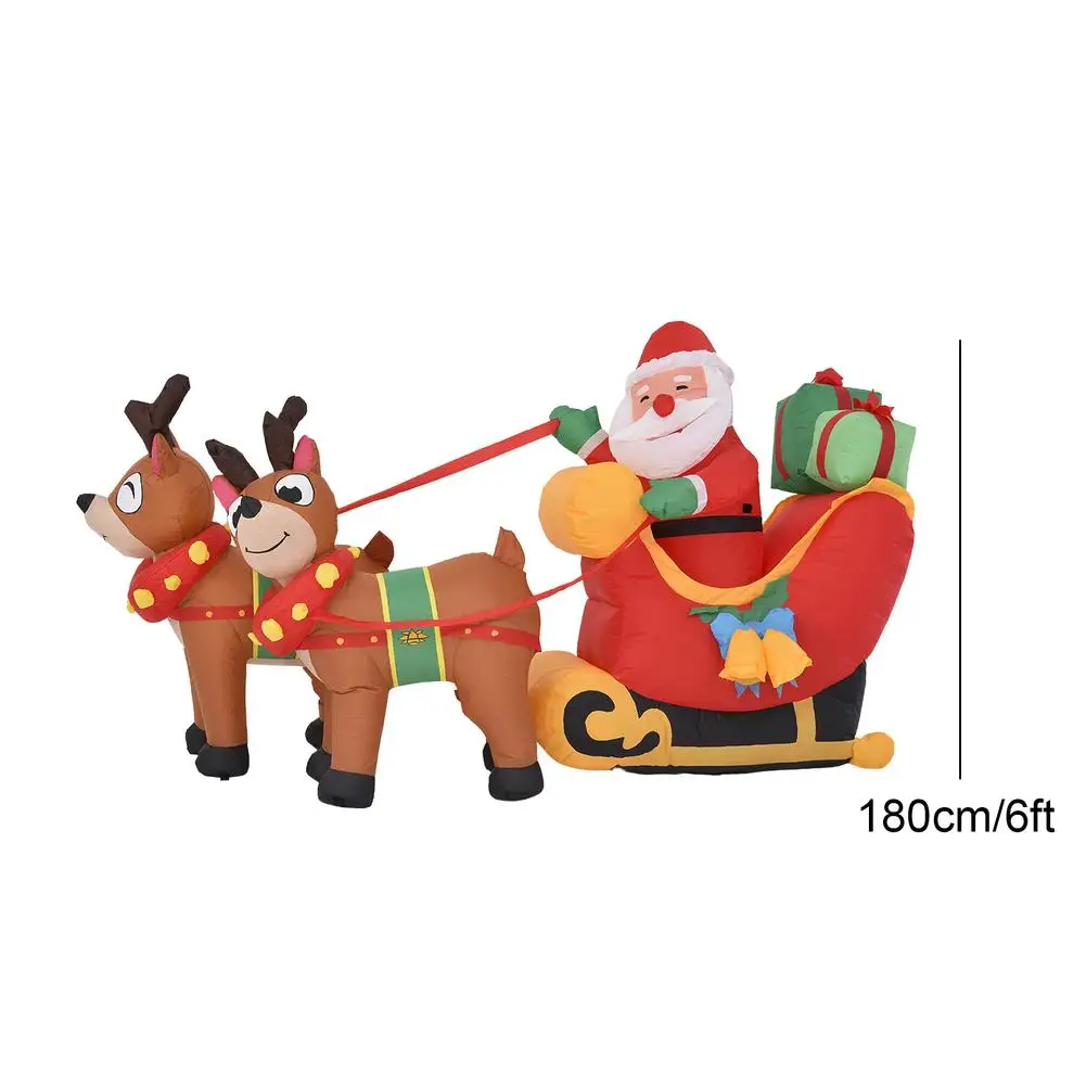 6 Feet Christmas Iatable Santa Reindeer Sleigh Outdoor LED Lights Can Be Hobby To Play Garden Lawn Christmas Decoration Home images - 6