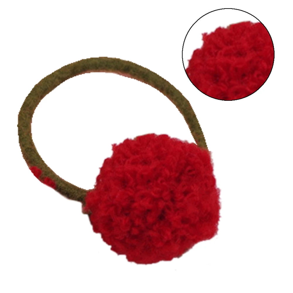 1PCS Long Hair Ball Shape Plush Elastic Bands For Girl Handmade Bow Headband Scrunchy Kids Accessories Women 2019 | Детская одежда и