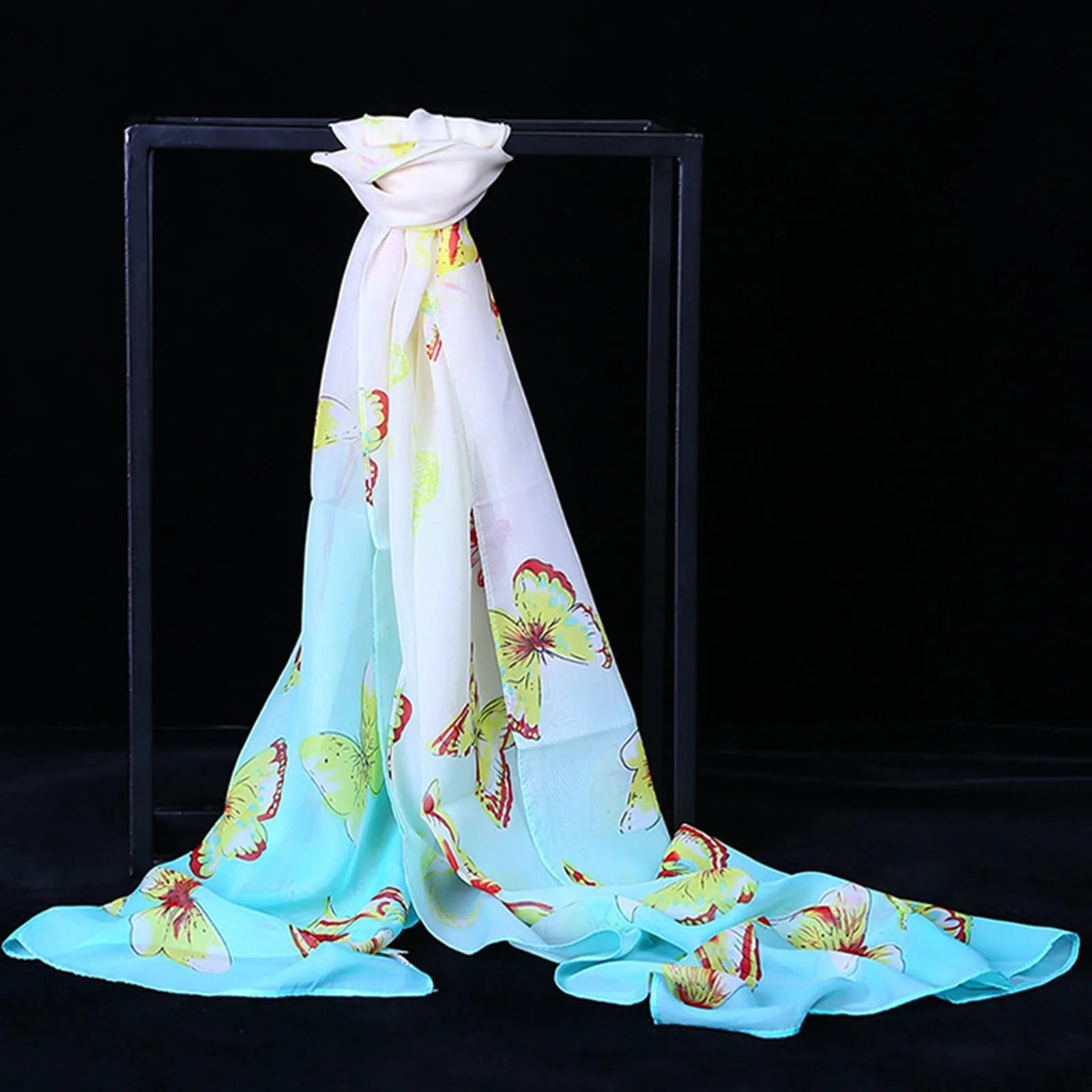 

Fashion Butterflies Printed Chiffon Silk Scarf 155 X 50 Cm Soft Breathable Square Scarves Women's Elegant Scarves Shawl#fs