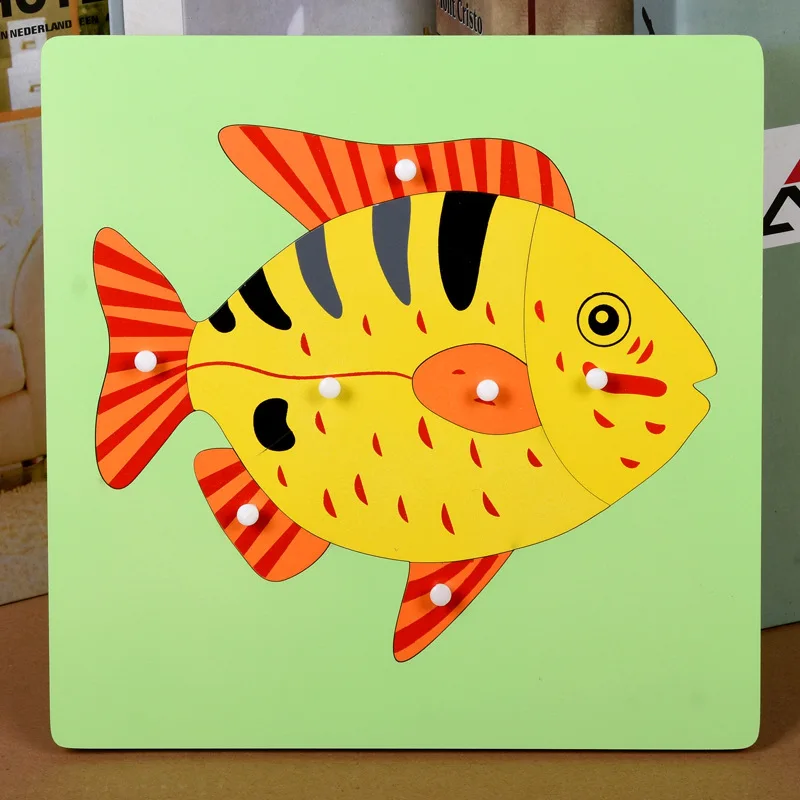 Деревянные игрушки монтессори детские биологические животные доска обучающие