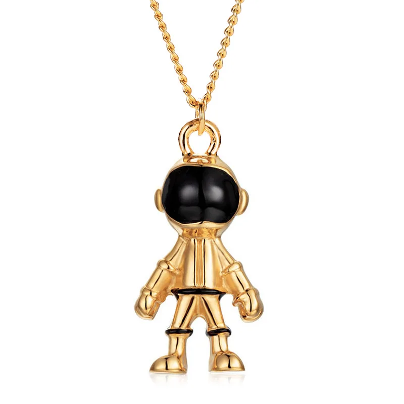 

100 pcs /lot European and American metal astronaut necklace robot astronaut autumn and winter hair chain couple necklace