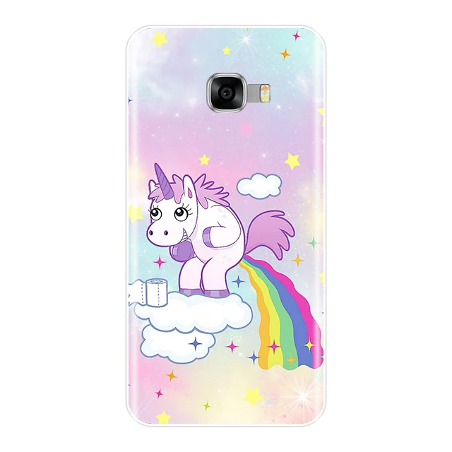 Задняя крышка для Samsung Galaxy C5 C7 C8 силиконовый мягкий милый Радужный Единорог чехол