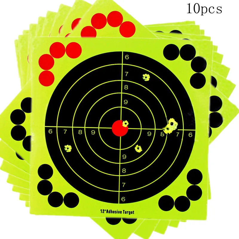 

10Pcs Colorful 12Inch Targets Splatter Center Objective Sticker pistol Airsoft Shoot Target Adhesive Reactivity Aim Shoot Target