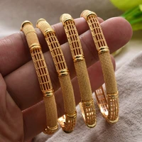 4pcslot 24k bangles ethiopian gold color bangles for women girl indian dubai african wedding bangls bracelet party bridal gift