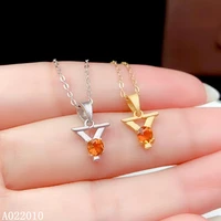 kjjeaxcmy fine jewelry 925 sterling silver inlaid citrine female woman miss girl pendant necklace exquisite