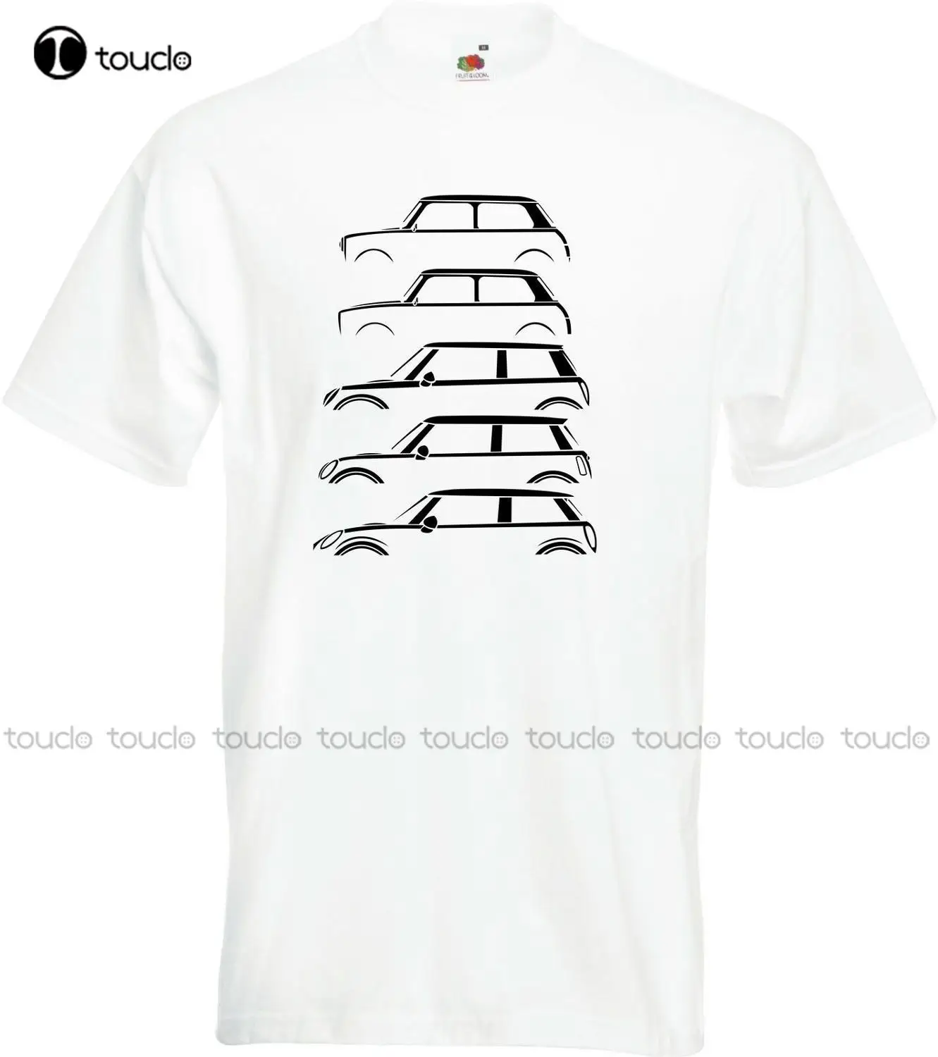 

Evolution of Mini Car Silhouette Cooper Works Car Silhouette Famous Brand Design Summer New Print Man Cotton Fashion Tees