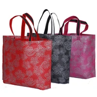 practical lace printed nonwoven shopping bag lady foldable thick handbag portable large capacity nylon storage tote storage