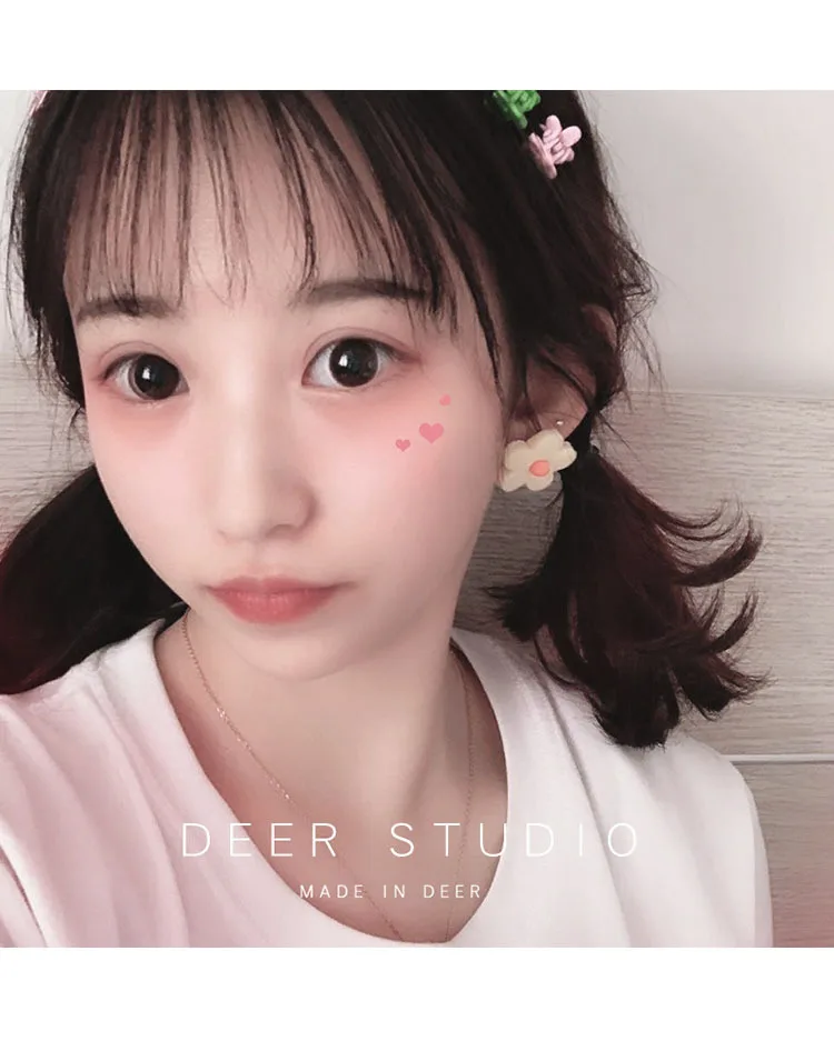 Корейские модные милые мягкие керамические серьги-гвоздики карамельных цветов