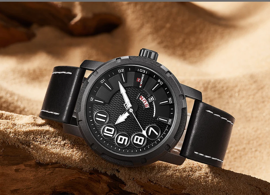 NAVIFORCE Лидирующий бренд мужские спортивные часы мужские Уникальные Роскошные Кварцевые часы с датой мужские кожаные армейские военные водонепроницаемые наручные часы