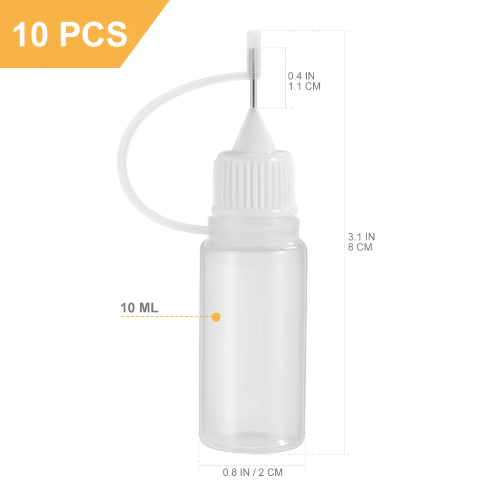 

10Pcs Needle Tip Glue Bottles 10ml Precision Translucent Liquid Refillable Empty Bottles Glue Applicators For Home Kitchen Bar
