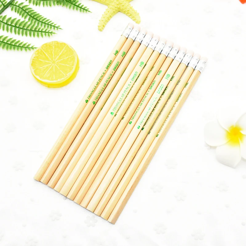 12 шт. экологически чистые треугольные деревянные карандаши HB Графитовые с