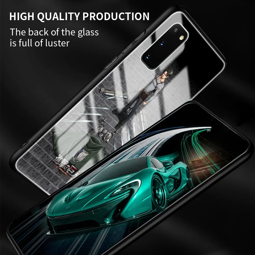 Tempered Glass Phone Case for Samsung Galaxy S23 S21 S20 FE S8 S9 S10 Plus S10E Note 8 9 10 20 Ultra 5G Attack On Titan Anime