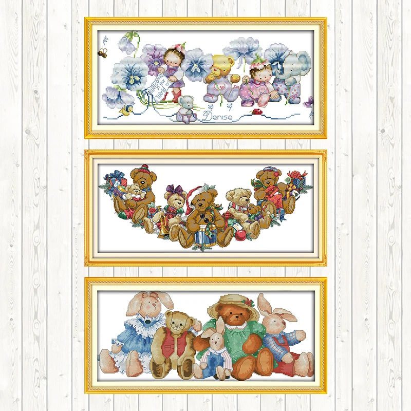 Рождественские мишки узоры для вышивки крестом DMC наборы рукоделия Набор 14ct 11ct