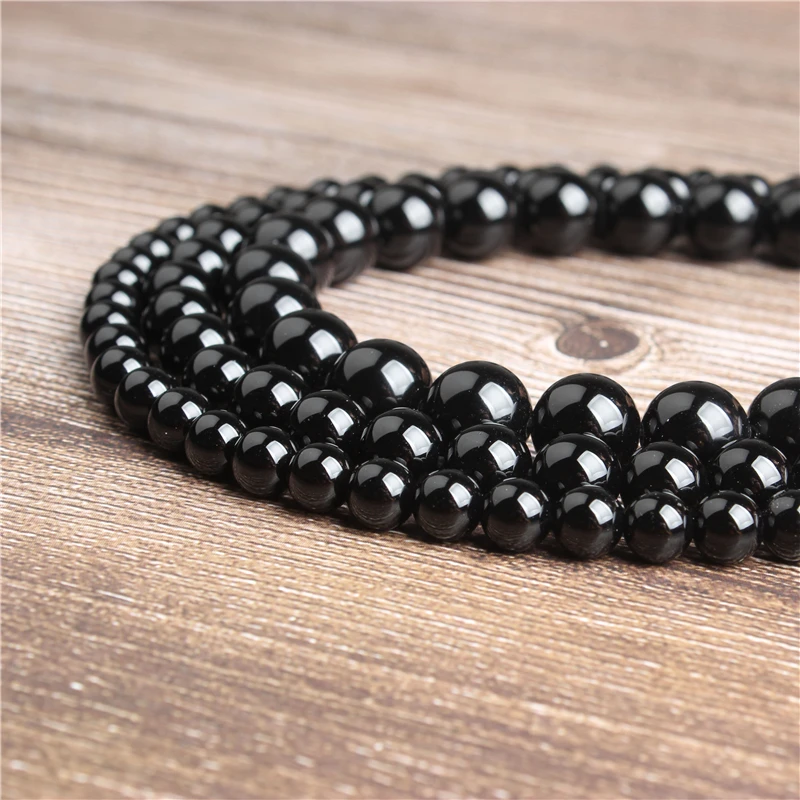 LanLi 4/6/8/10/12/14mm Fashion Jewelry Black Onyx Loose Beads Natural Stones DIY bracelet necklace Accessories | Украшения и