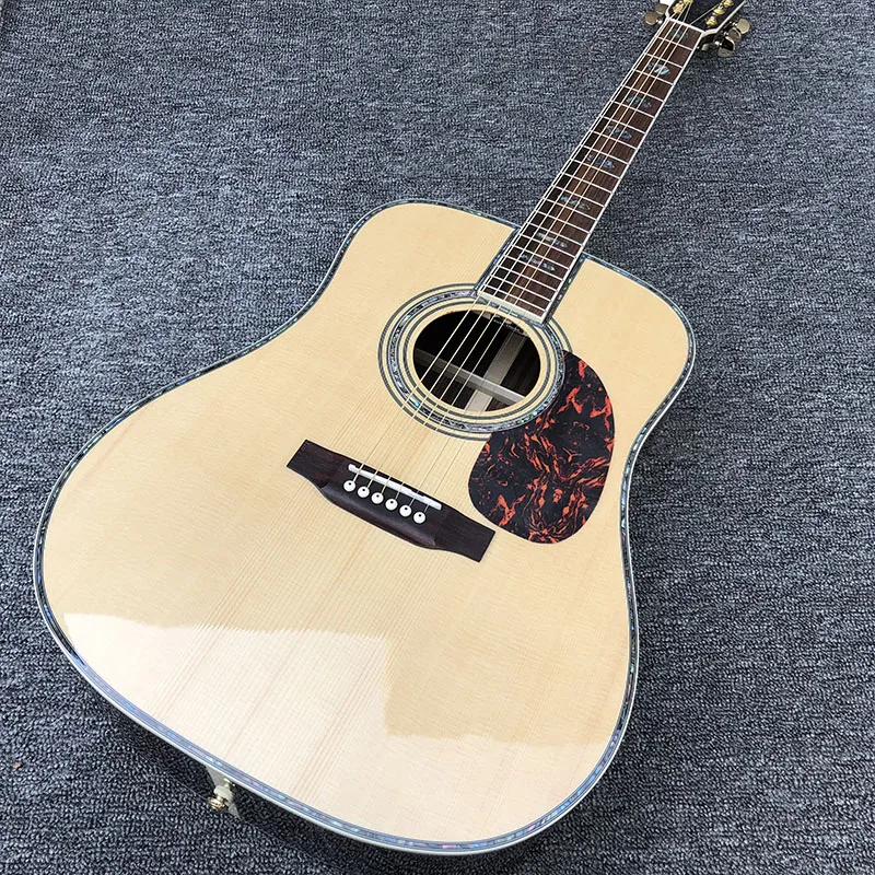 

High Quality 41'' D45 Acoustic Guitar Solid Spruce/Rosewood Body Ebony Fingerboard Abalone Inlay Multi-Stripe Binding with EQ