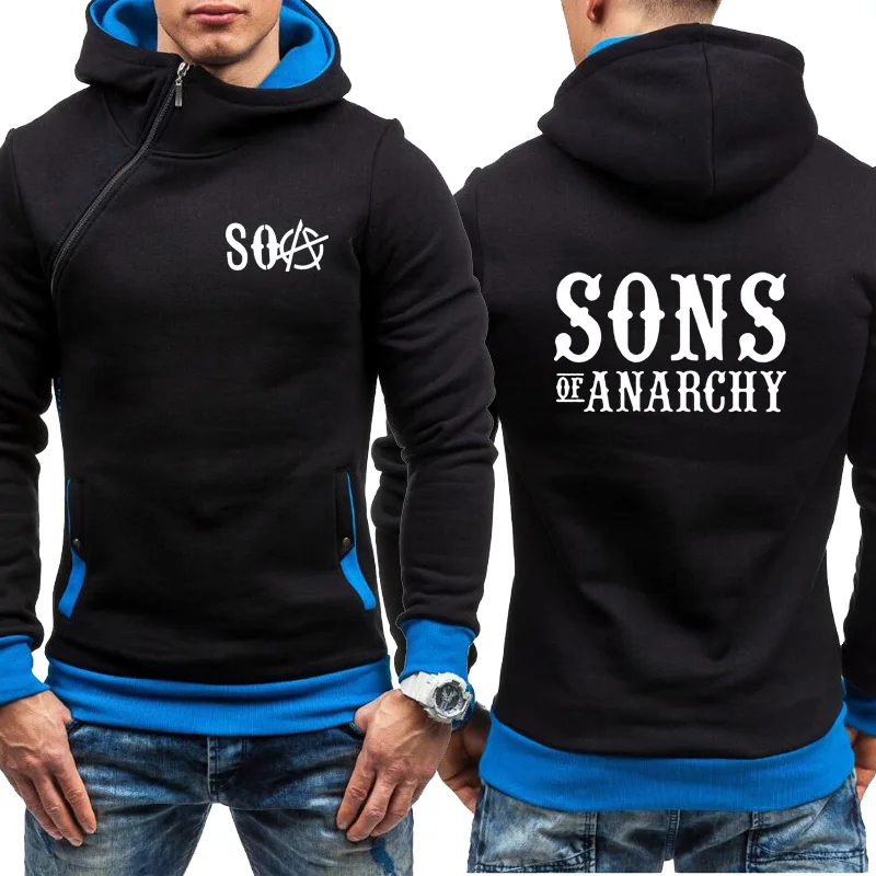 

Spring Autumn Mens Hoodies SOA Sons of Oblique chain pull over Fashion casual Sweatshirt SAMCRO Print Men's pullove