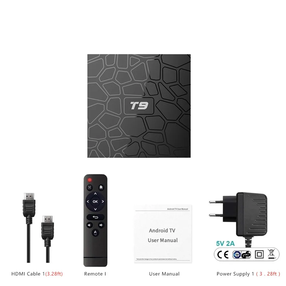 Приставка Смарт-ТВ T9 android 8 0 rk3318 4 + 32 ГБ 2 ГГц |