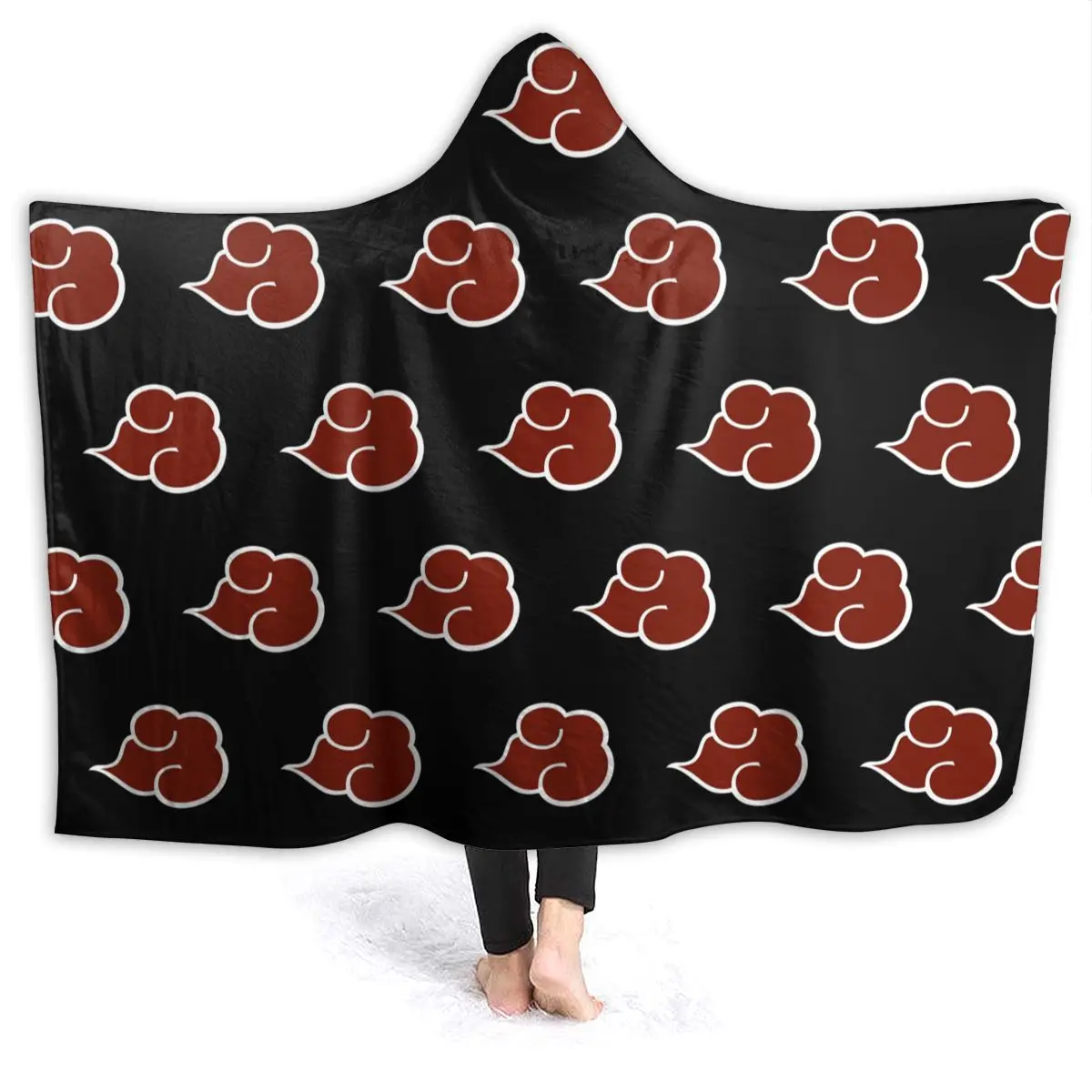 

Портативное теплое фланелевое одеяло с капюшоном Akatsuki (14), одеяло Аниме Манга, s для самолета, путешествий, покрывало