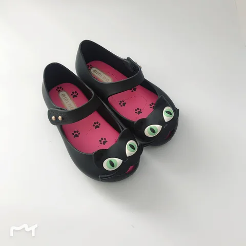 Мини DD новые туфли принцессы для девочек, детские туфли-желе с котом, модные Мультяшные сандалии на плоской подошве, удобные сандалии DD004