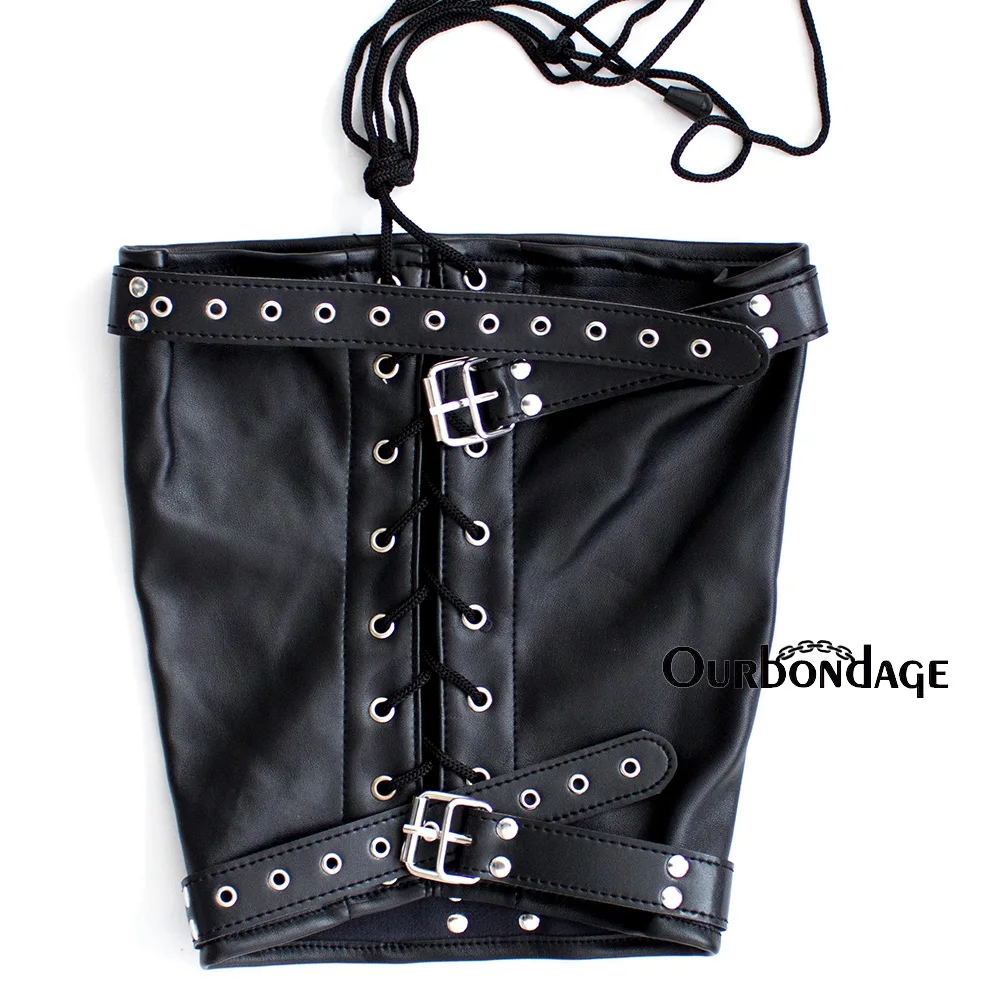 Ourbondage черная матовая искусственная кожа на ногу связующего лодыжки манжеты