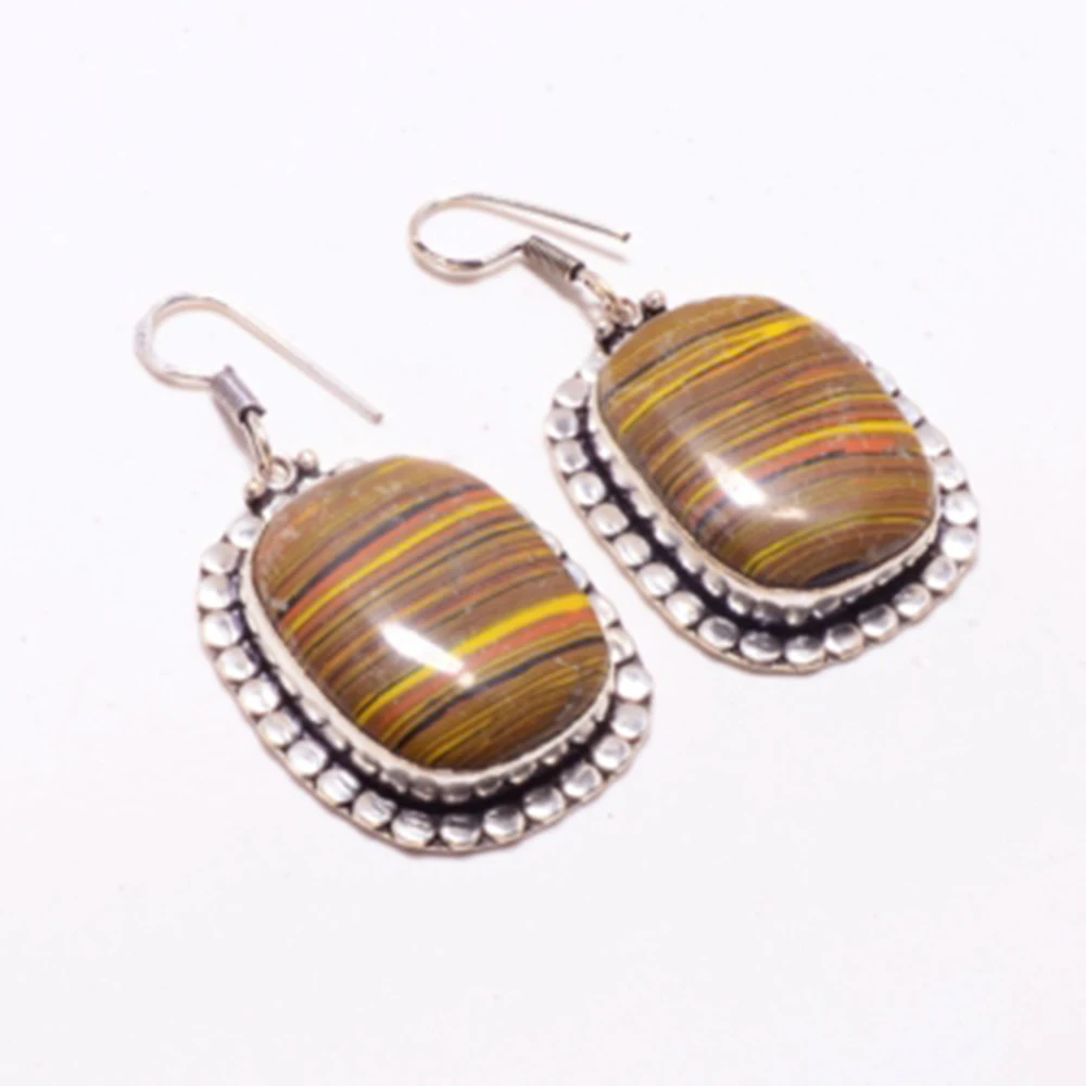 

Rainbow Calsilica Silvers Overlay on Copper Earrings , Hand made Women Jewelry Gift, E5183