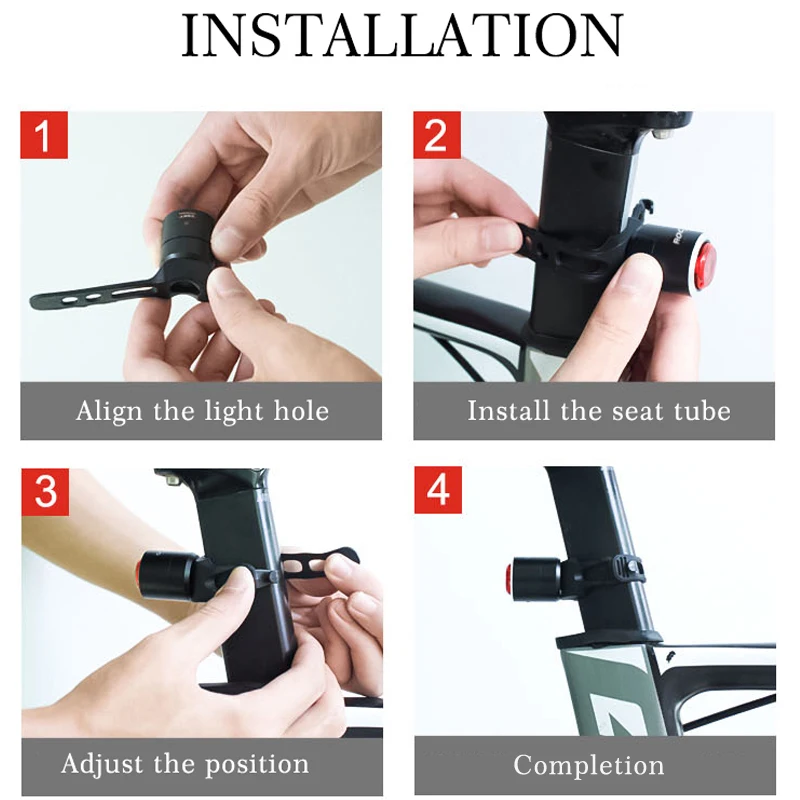 ROCKBROS водонепроницаемый умный велосипедный светильник USB перезаряжаемый IPX5