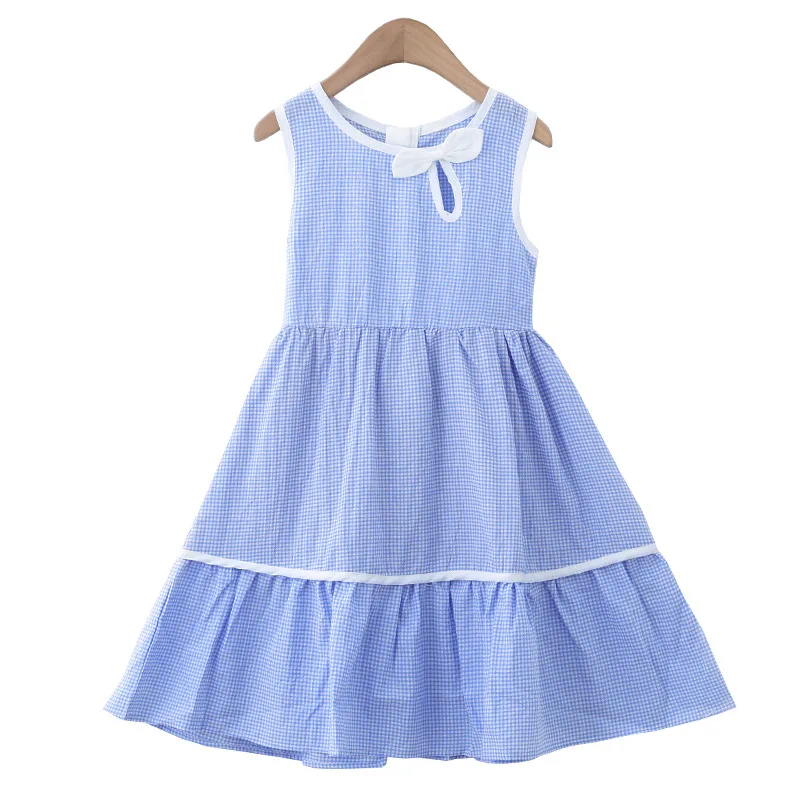 Голубые розовые клетчатые Летние Детские платья для девочек 2020 платье малышей