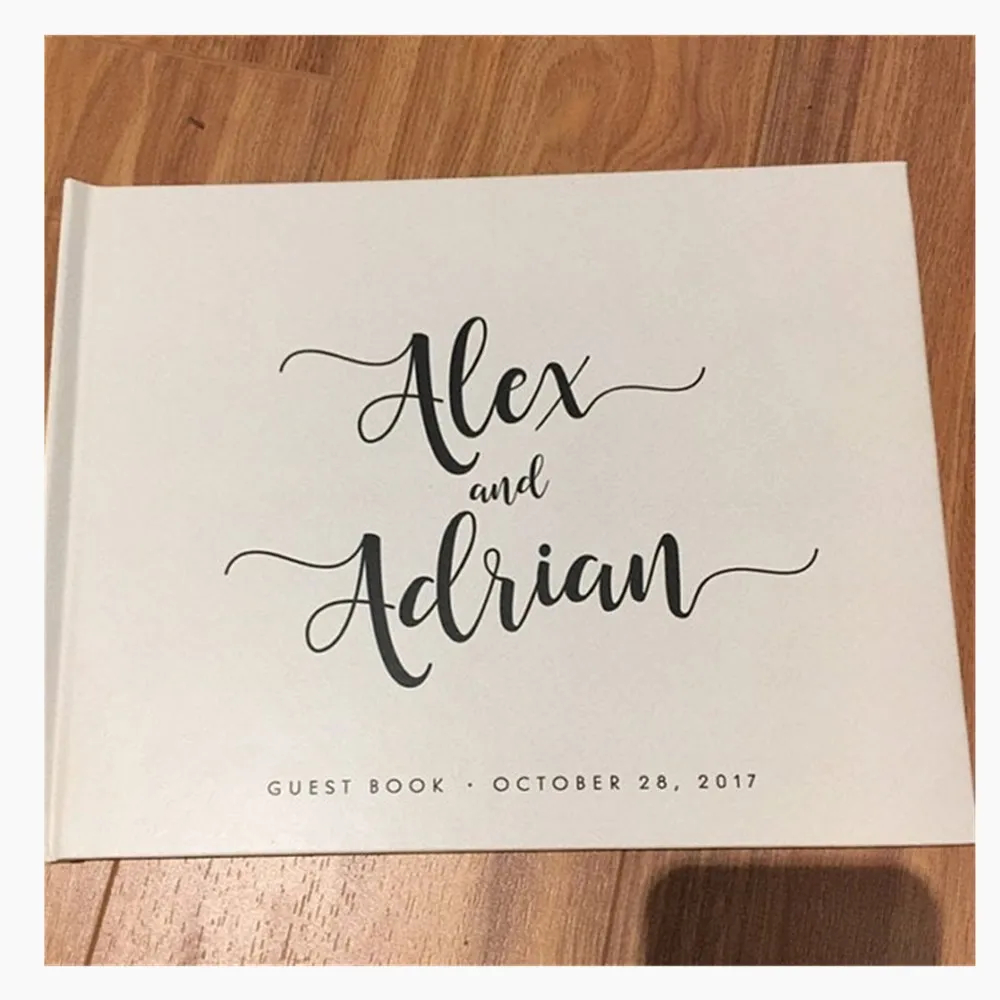 Personalized names and date Wedding Guestbook Horizontal bridal shower Book Rustic Engagement Shower Guest | Дом и сад