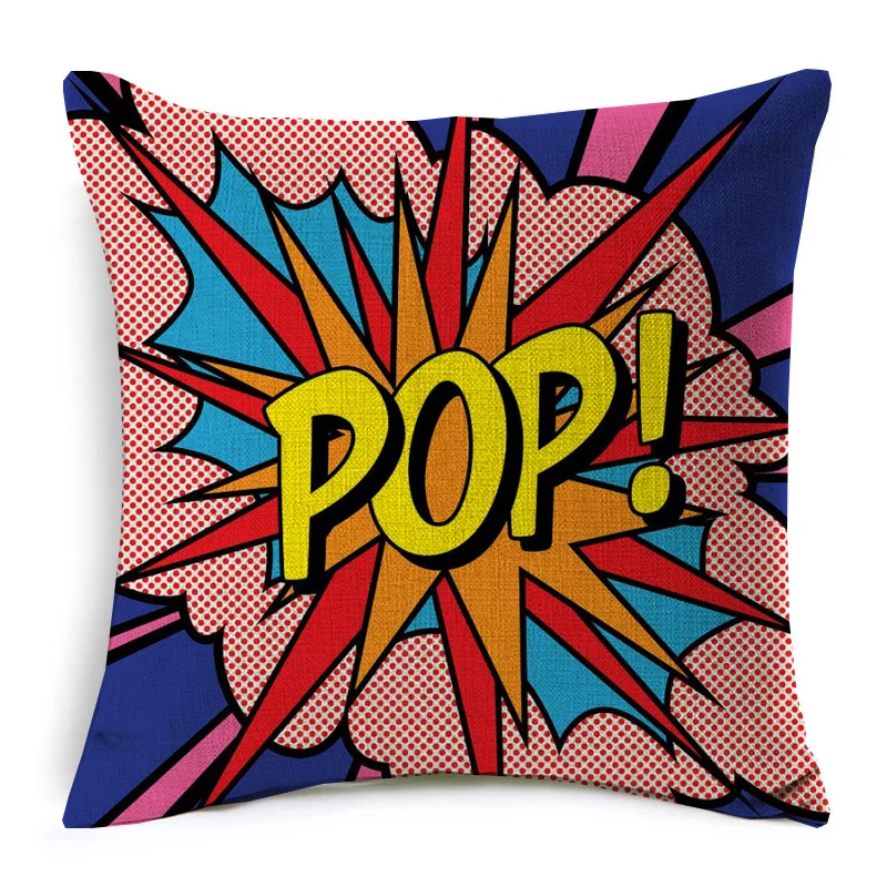 Cotton Linen Throw Pillow Cover American POP Art Cushion POW BANG WOW LOVE Pineapple Modern Decorative Sofa Covers | Дом и сад