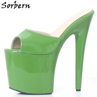 sorbern fashion open toe patent slippers summer style shoes 8 inch high heel platform shoe slides outdoor shoes custom colors