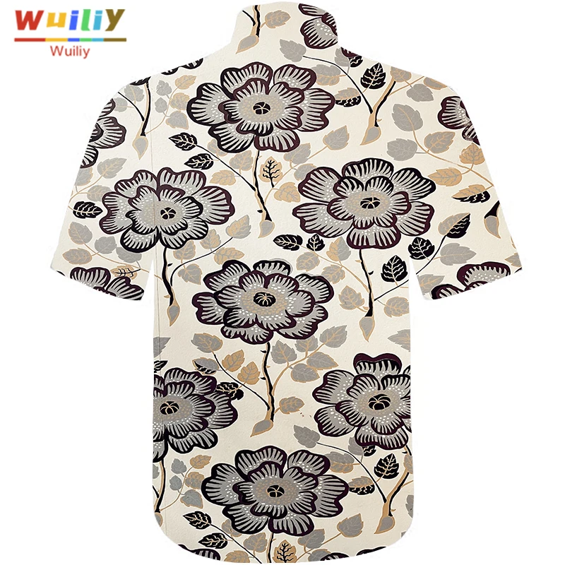

Graphic Plants Button Down Shirts For Men Novelty Beach 3D Pattern Summer Hawaiian Tops Fashion Shirt