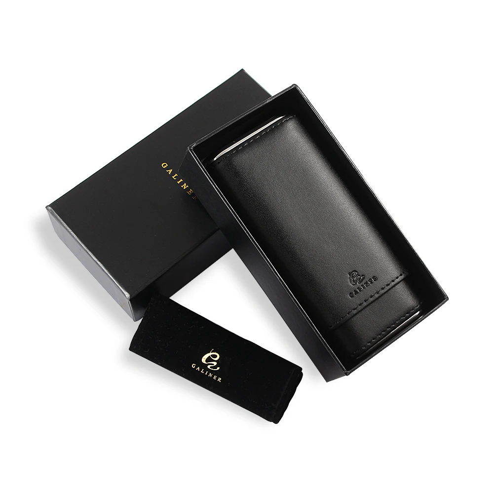 

GALINER Leather Cedar Cigar Case Travel Pocket Cigar Humidor Holder 3 Tube Protable Wood Humidor box