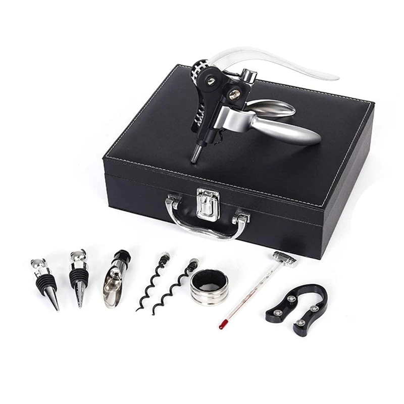 

AC86 -Wine Corkscrew 9 Luxury Wine Corkscrews Rabbit-Shaped Corkscrew with Black Leather Gift Box
