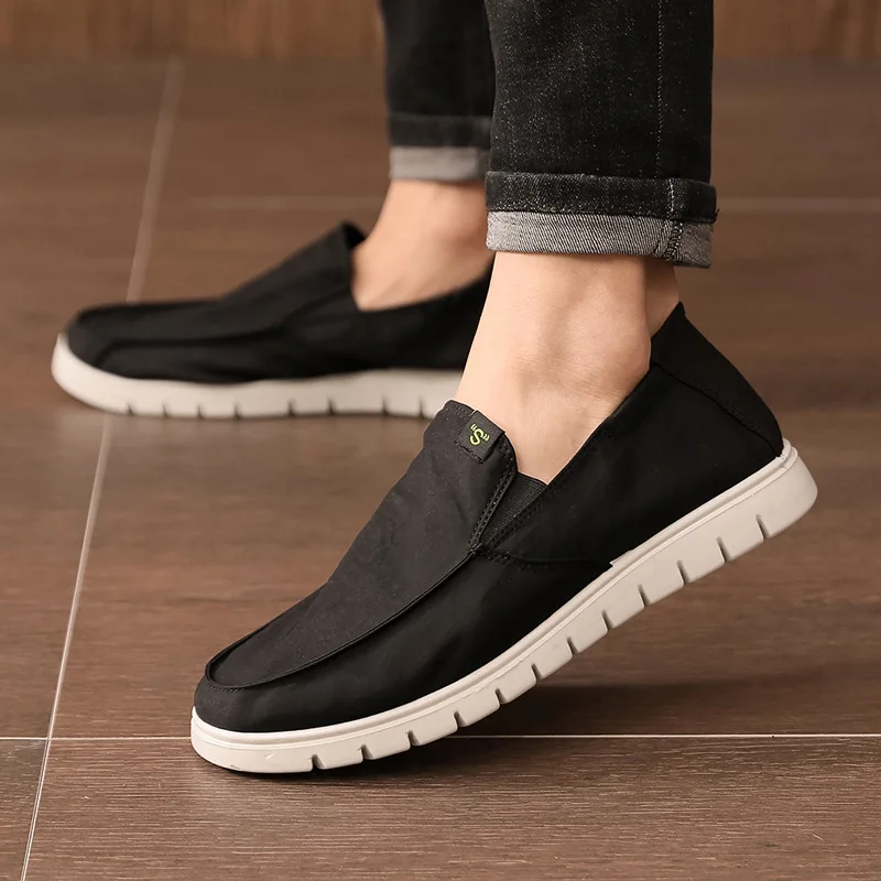 

QDXAA Xinqing casual men's shoes driving non-slip heel shoes spring and summer elastic band cloth shoes