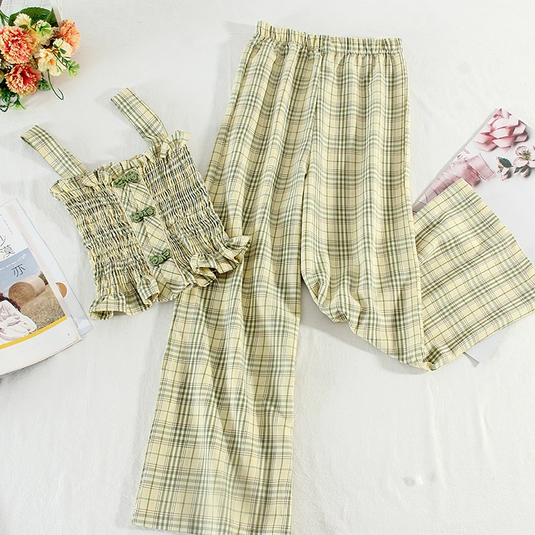 Широкие брюки в стиле ретро Повседневный Женский костюм Тонкая Корейская версия