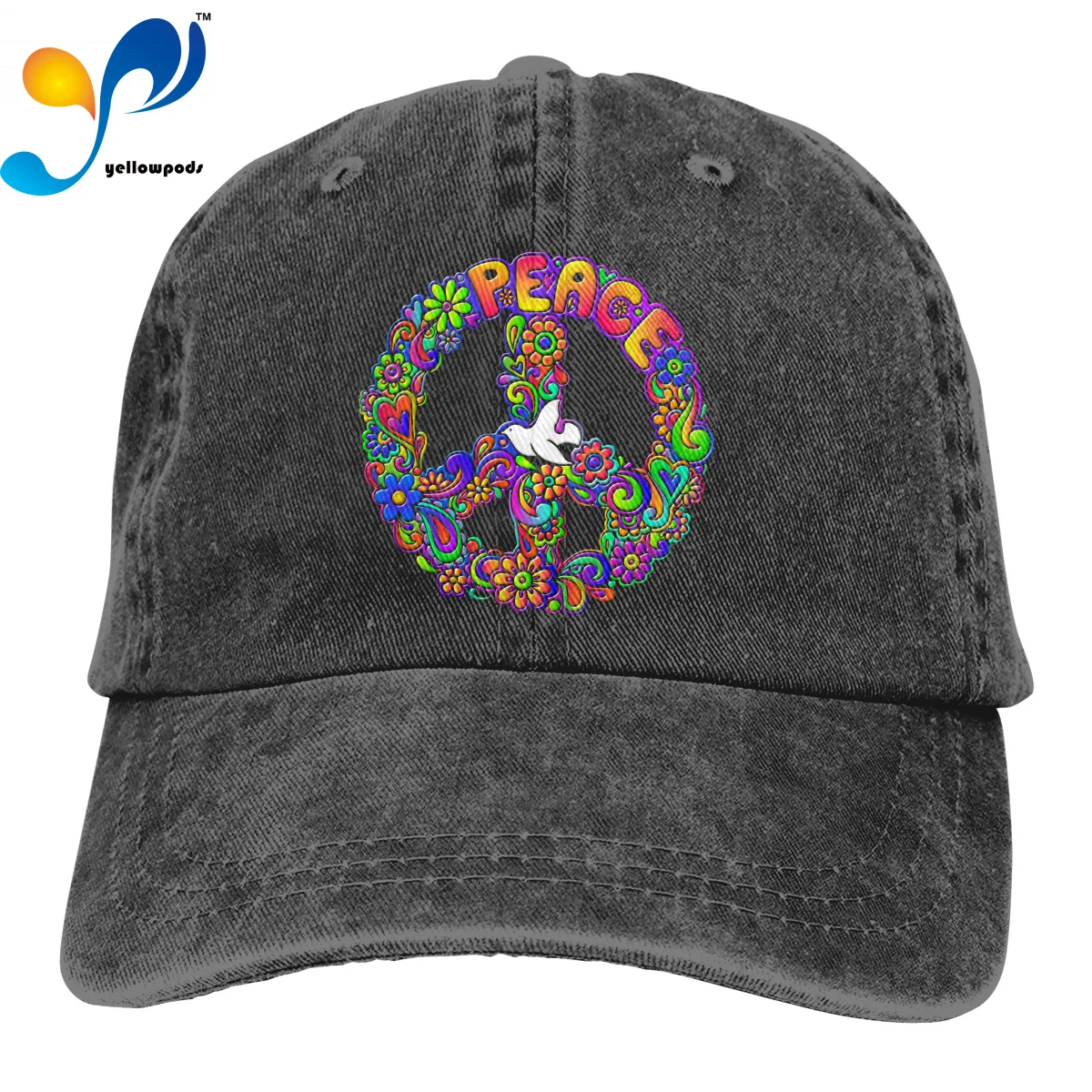 

Hippie Flower Power Peace Sign Women Baseball Cap Fashion Hats Men Baseball Cap Cotton Vintag Casual Cap