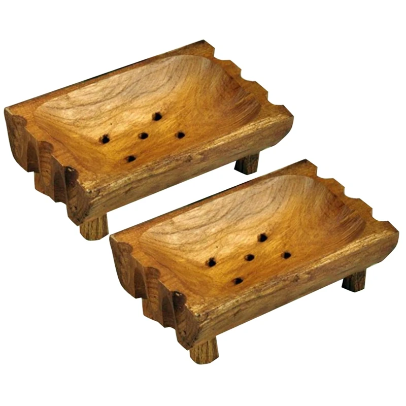 

Hot Sale Creative Handmade Natural Wooden Soap Dish, Storage Rack, Wood Soap Box for Bath Shower Bathroom Home Hotel (2 PCS)