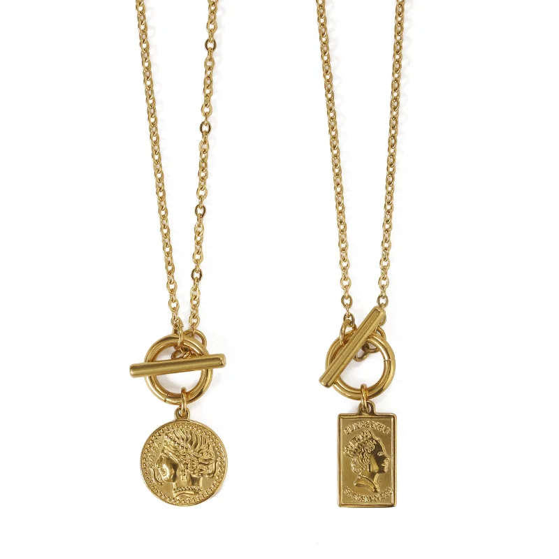 

European and American Vintage Necklace Pendant Roman Portrait Pendant Long Sweater Chain Necklace Necklace Women