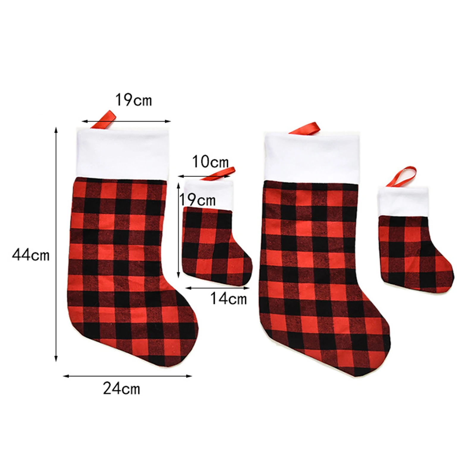 Модные рождественские носки в черно-красную клетку подарочный пакет украшения