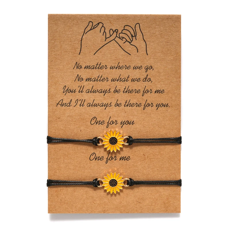 Модный комплект из 2 предметов с изображением подсолнуха браслет желаний