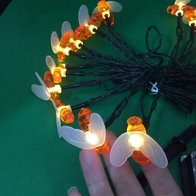 Милая гирлянда с пчелами на солнечной батарее уличный садовый шнурок для забора