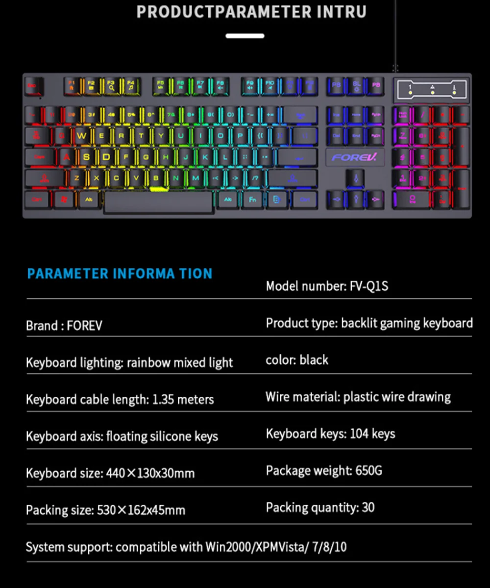 Игровая Механическая Проводная клавиатура с RGB светодиодсветодиодный радужной подсветкой и красными переключателями для игрового ПК Windows (... от AliExpress WW