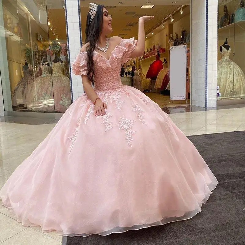 Элегантное розовое бальное платье Quinceanera 16 милых выпускных платьев с открытыми