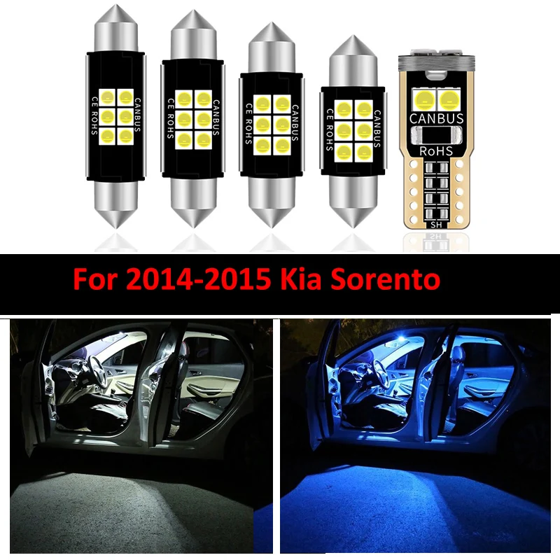 

9 PCs/set Car Accessories White Interior LED Light Bulbs For 2014-2015 Kia Sorento T10 31MM 39MM Map Dome Trunk Lamp Auto Style