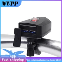 wupp 10v 80v motorcycle 2 4a dual usb waterproof power charger scooter handlebar cigarette lighter adapter moto accessories