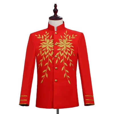 

Мужские Сценические костюмы с золотой вышивкой, костюм для ведущего, диджея, ночного клуба, представления в европейском дворе, одежда для фо...