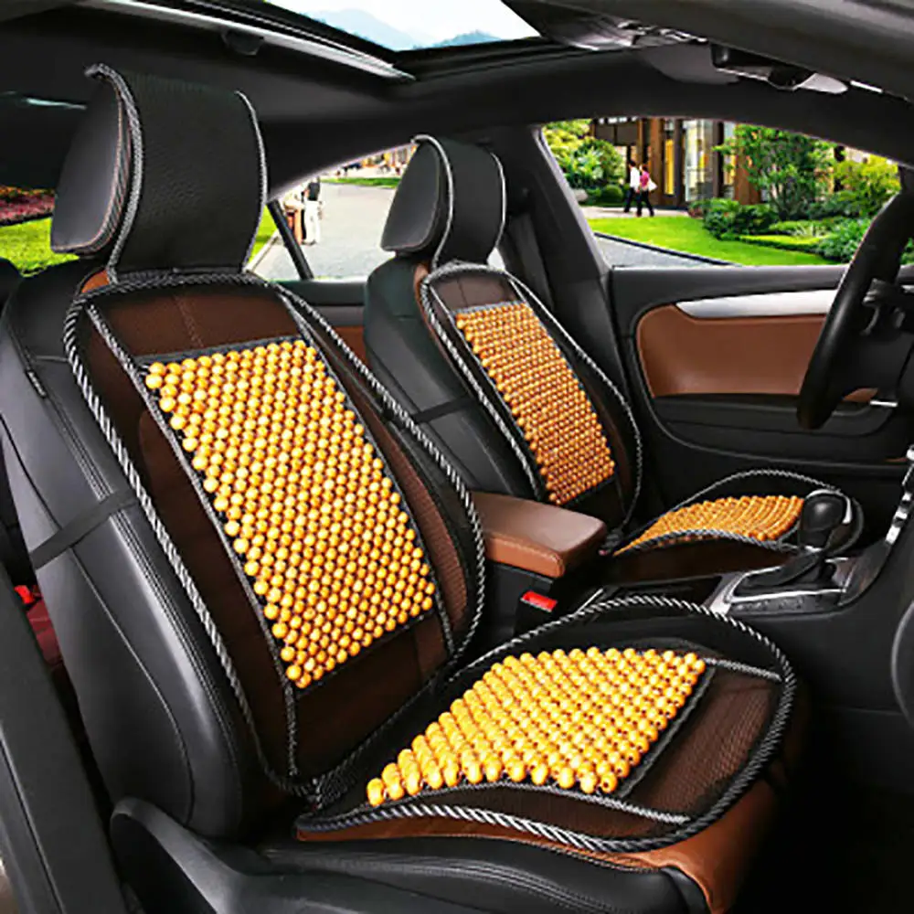 VIP - Universal Massage Wood Beads Car Seat Cover Cooling Cushion Mesh Mat Season Wooden Beads Cool Pad Car Seat Cushion