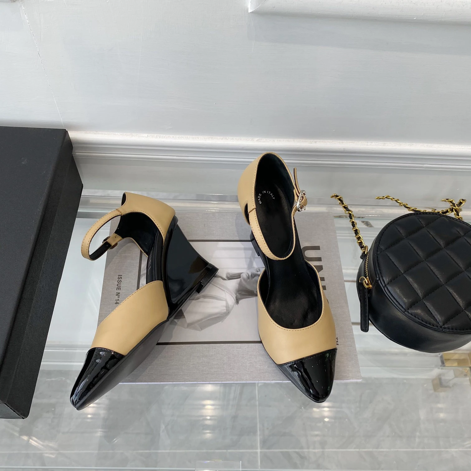 

2021 New Genuine Leather Women's Pumps Pointed-toe Wedge Buckle High-heel Shoes