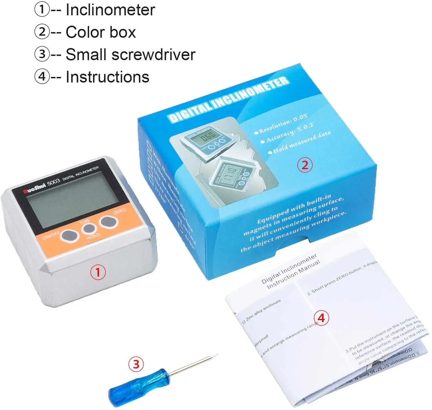 Ruoshui Digital Angle Finder Inclinometer Electronic Protractor Bevel BOX Magnetic Mini Level angle Gauge Measurement Tool | Инструменты