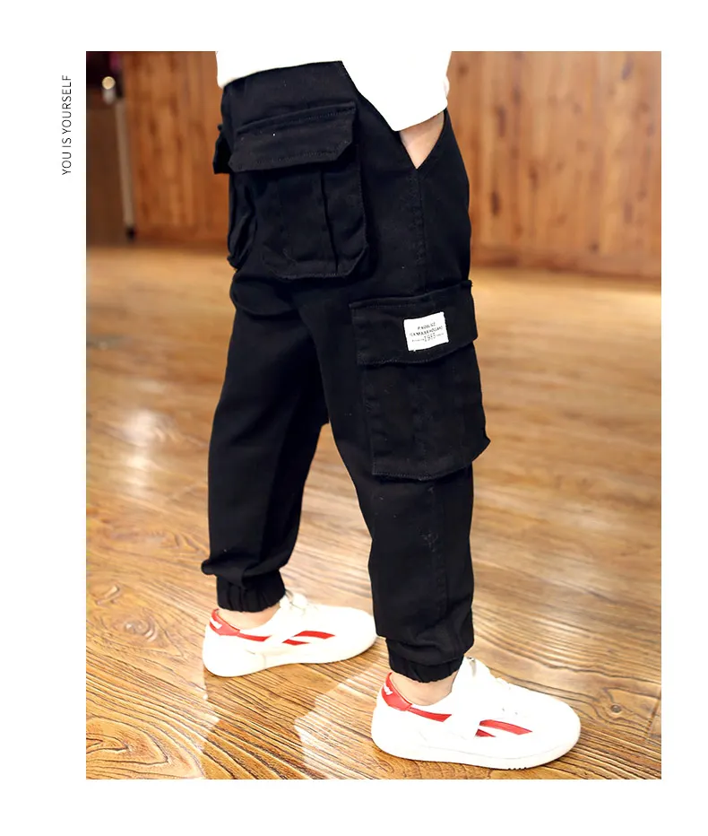 Teens Jeans for Boy Kid Solid Jean Pants Designer Kids Jean Autumn Children's Elastic Waist Denim Long Trousers